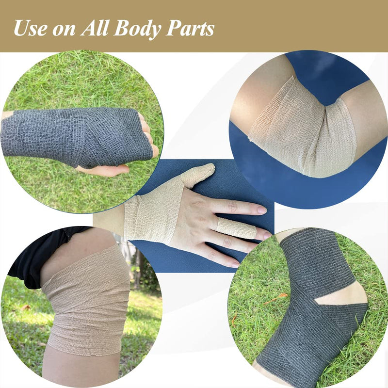 Self Adhesive Bandage Wrap,4 Inches 5 Yards Elastic Vet Wrap Cohesive Bandages, Tattoo Grip Tape,Breathable Athletic Sports Tape(Black) 4 Inches Vet Wrap (4 Pack Black) - BeesActive Australia