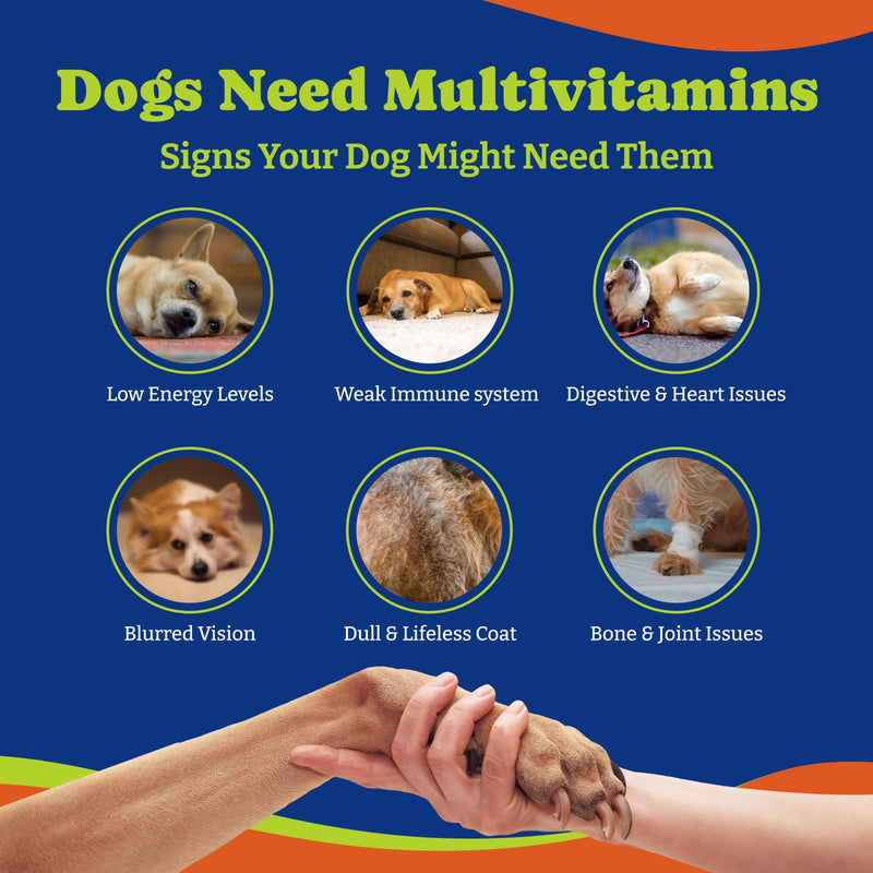 Dog Multivitamin Chewable Supplement - Dog Vitamins and Supplements - 180 Soft Chews, Duck & Pear Flavor - Joint, Skin & Coat Care - Vitamins A, B, C, D, E Dog Multivitamin Chews