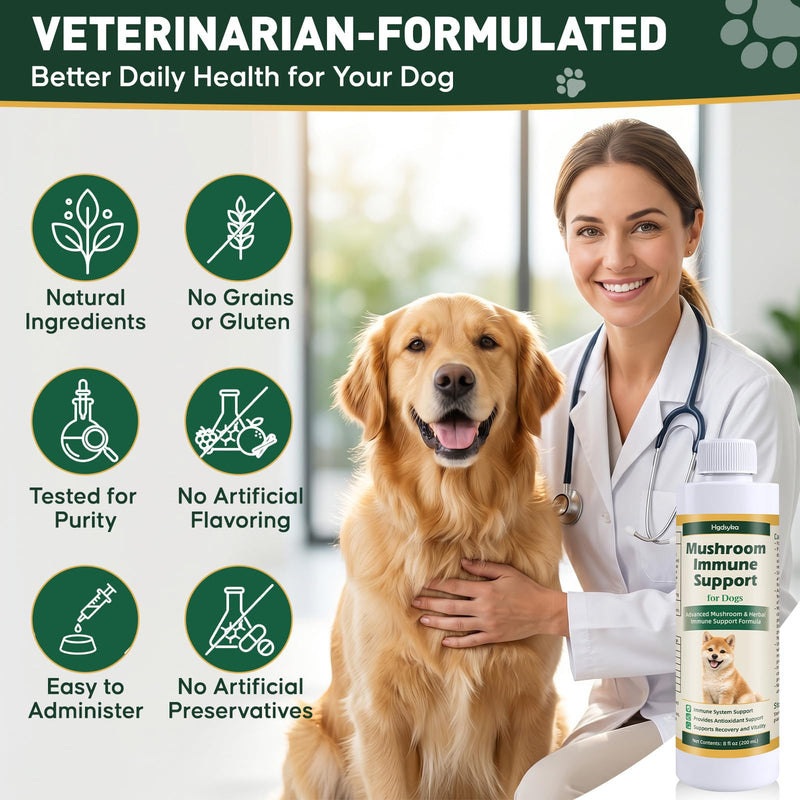 Mushroom Immune Gold for Dogs, Complementary Immune Support with Functional Mushrooms Reishi, Maitake & Turkey Tail, Supports Immune Health, Antioxidant Wellness, Gut Balance & Daily Vitality, 8oz