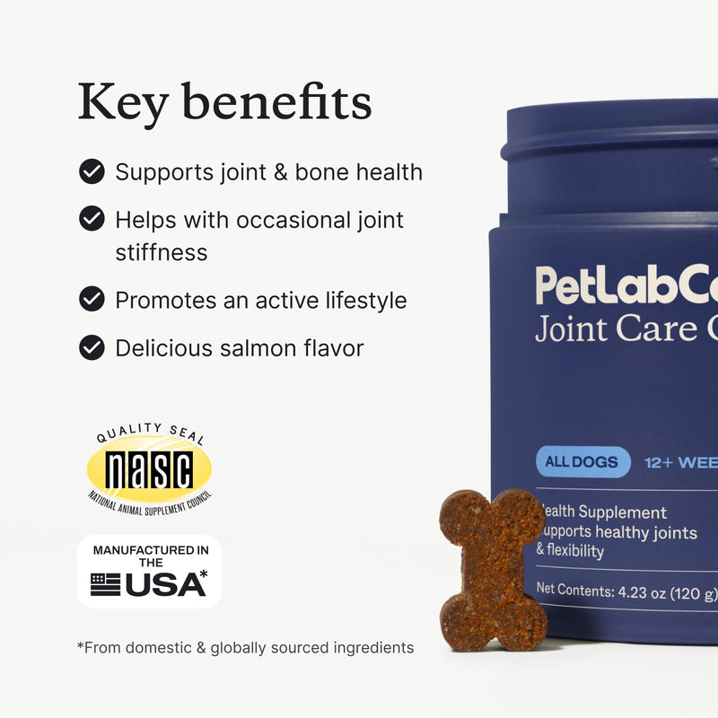 PetLab Co. Joint Care Chews - High Levels of Glucosamine for Dogs, Green Lipped Mussels, and Omega 3 - Dog Hip and Joint Supplement to Actively Support Mobility - Packaging May Vary - Salmon Single Pack