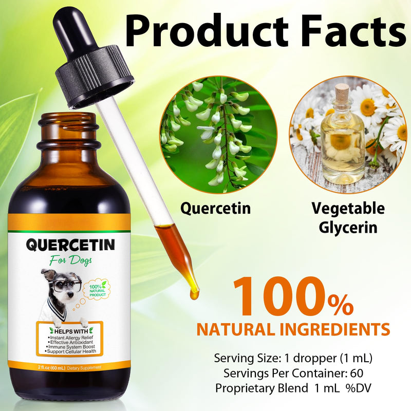 Quercetin for Dogs, Dog Quercetin Liquid Drops Supports Dogs Allergy Relief, Dog Herbal Supplement - Pet SuppliesQuercetin for Dog Itch Remedies - 60 ml / 2 fl.oz - PawsPlanet Australia