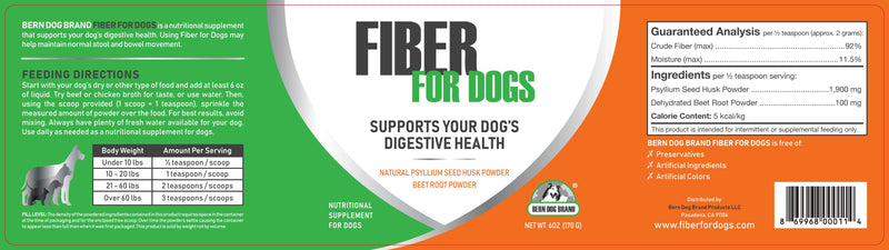Fiber for Dogs Psyllium Seed Husk Powder & Dehydrated Beet Root Powder Aids a Number of Intestinal Disorders in Dogs Including Diarrhea, Constipation & Anal Gland Issues. Available in 6 and 12 oz. 6 oz. - BeesActive Australia