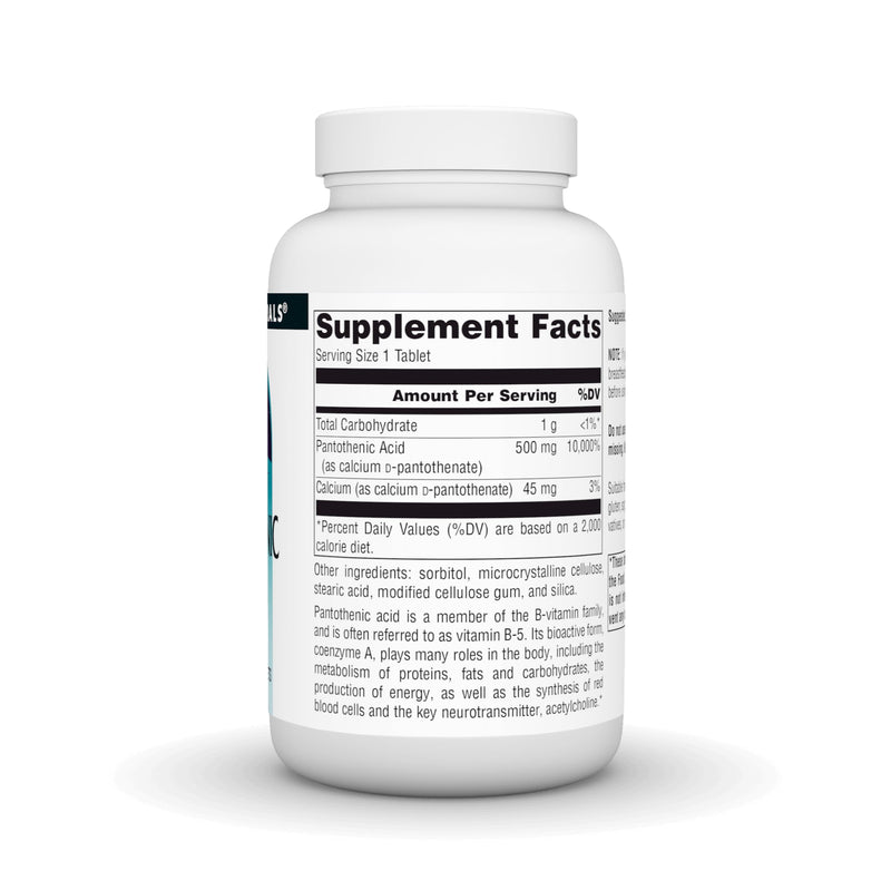 Source Naturals Pantothenic Acid, Vitamin B-5, 500 mg - 100 Tablets | Dietary Supplement | Energy Support*