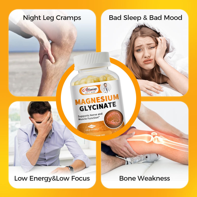 2pack Magnesium Glycinate 400mg Softgels with Vitamin D3 & B6,240count | High Absorption Magnesium Glycinate, Easy to Swallow Small Softgels, Gentle Support for Sleep, Muscle & Calm 120 Count (Pack of 2)