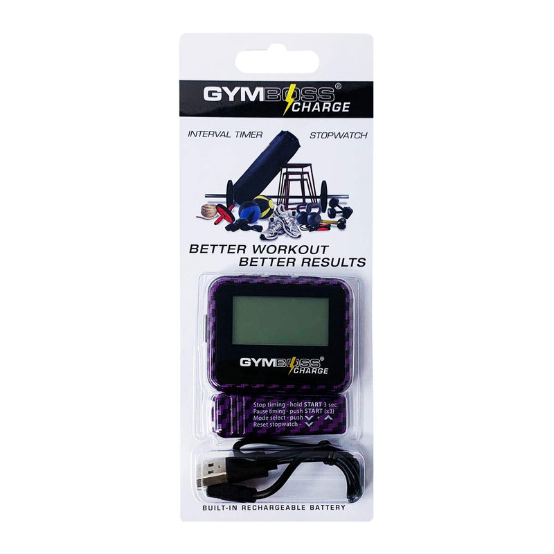 Gymboss Charge Interval Timer and Stopwatch & Watchstrap - Bundle Carbon Purple - BeesActive Australia