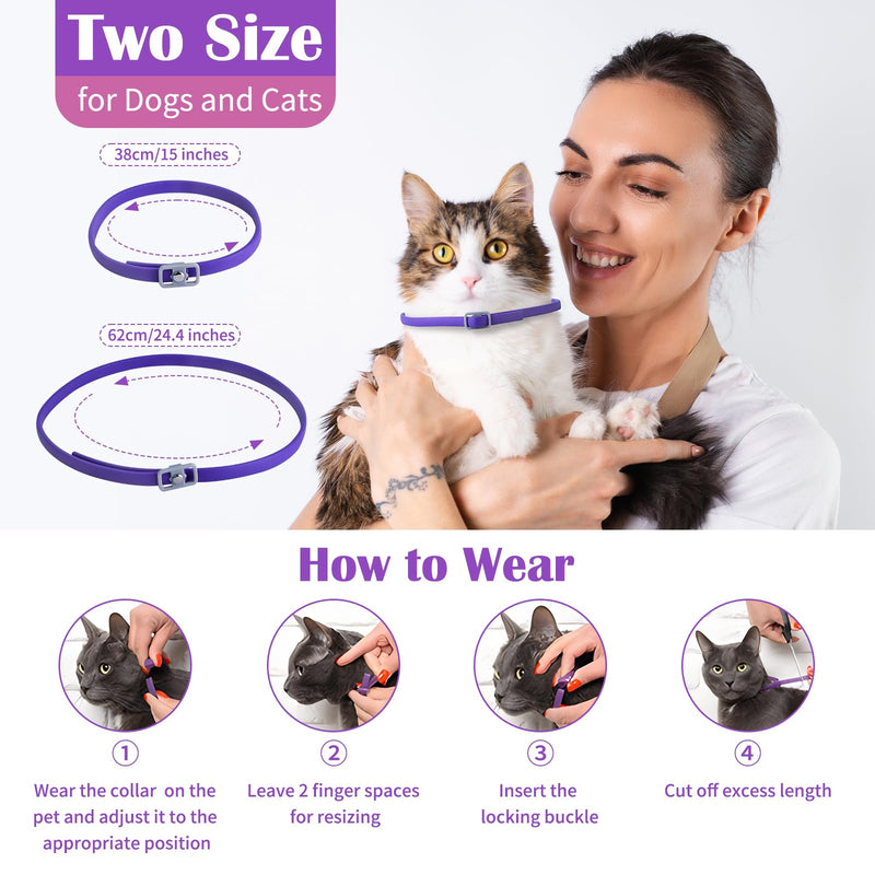 2PCS Dog Calming Collar for Cat, 62 & 38cm Anxiety Relief Adjustable Dog Calming Plug In, Reduce Stress Unwanted Behaviours for Pet Separation Thunderstorms Vet Visits Puppy Training