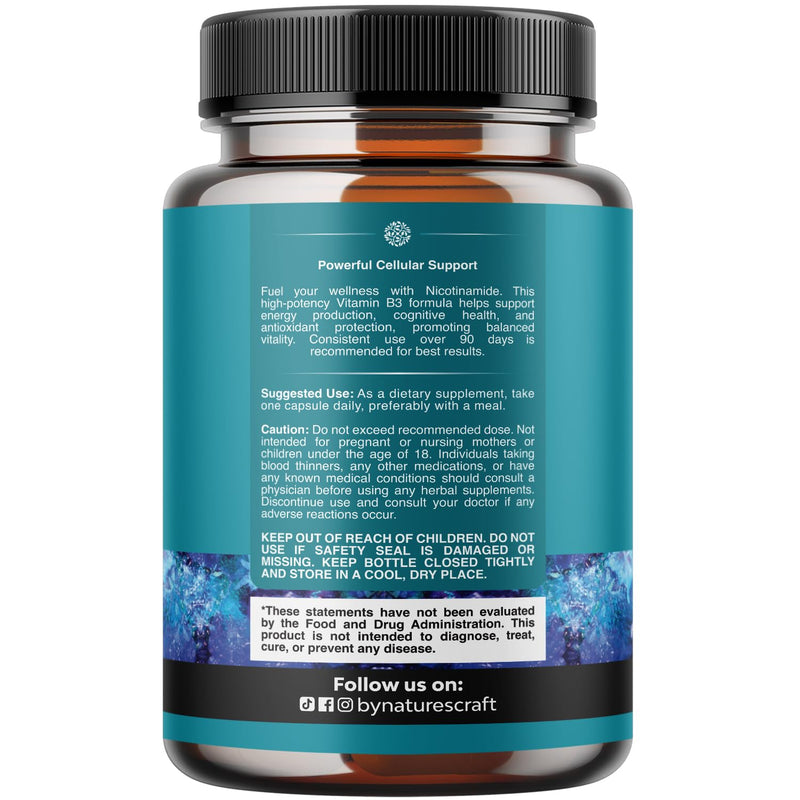 Nicotinamide 500mg Niacinamide 500mg Vitamin B3, Niacin Alternative - 240ct | Vitamin B3 as nicotinamide niacinamide supplement, 500mg per serving to support skin, cellular & metabolic health 240 Count (Pack of 1)
