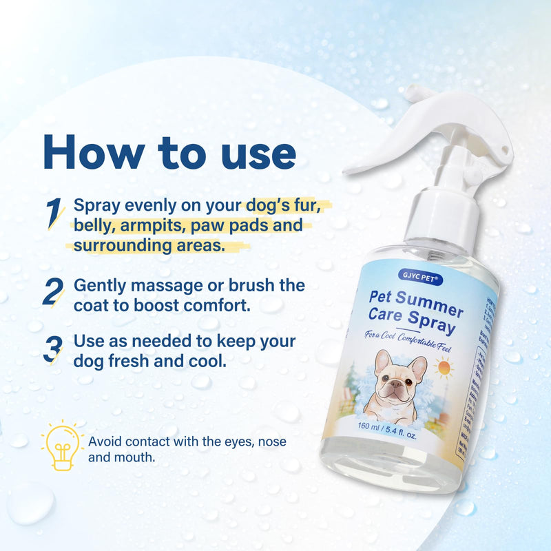 Dog Cooling Spray 160ml – Fast Refreshing Mist for Summer at Home & in The Car, with Menthol, Aloe Vera & Oat, Ideal for Brachycephalic, Double-Coated & Senior Dogs