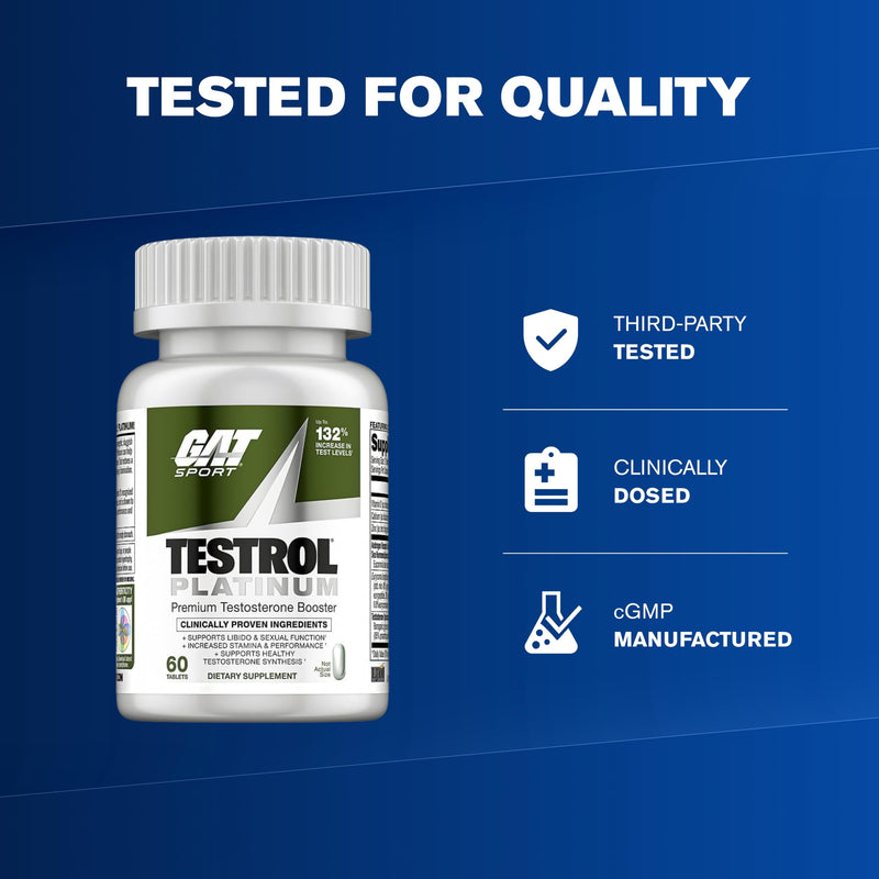 GAT SPORT TESTROL Platinum, 60 Tablets (30 Servings) | Men's Health Supplement, Supports Healthy Testosterone Synthesis & Healthy Hormone Balance*