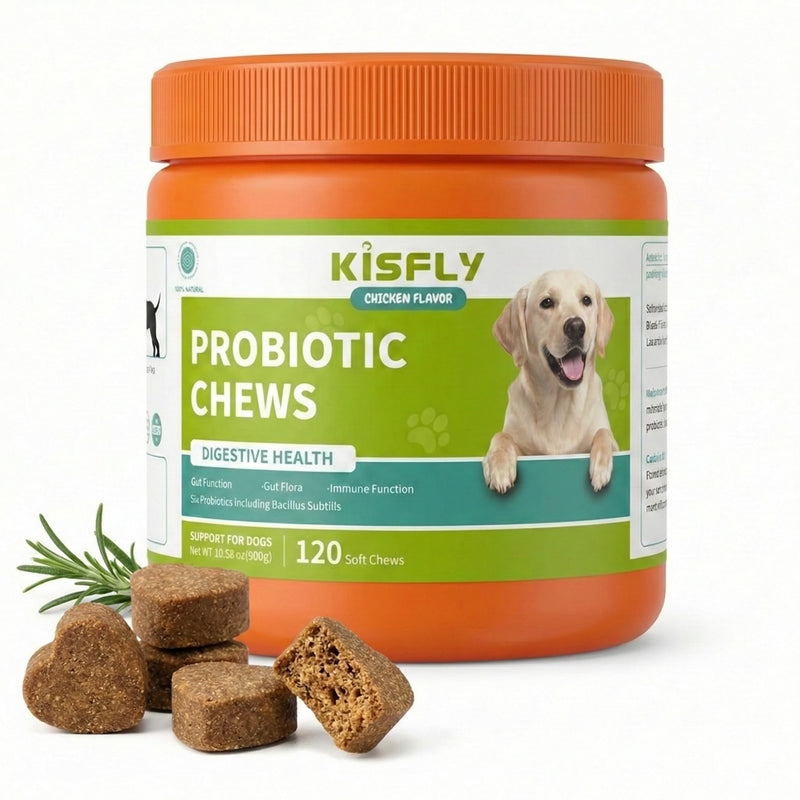Probiotics for Dogs – 2 Billion CFU Gut & Digestive Health Chews, Relieves Diarrhea, Gas & Loose Stool, 6 Strains Including Bacillus Subtilis with Prebiotics, Soft Chews for Immune & Allergy Support 120 Soft Chews