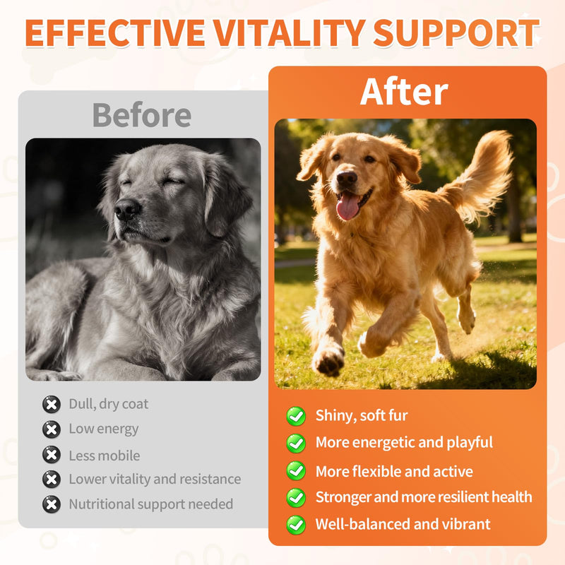 Dog Vitamins and Supplements, 16-in-1 Dog Multivitamin Soft Chews, Daily Nutrition Support for Energy, Heart, Skin & Coat, Digestion, with Taurine, Omega 3, Zinc & B Vitamins, 500 Ct for All Breeds