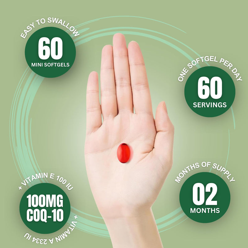 Zaytun Halal CoQ10 Highly Absorbable, One Per Day, Supports Heart Health Support and Energy Production, 60 Mini Softgels, Made in USA - Halal Vitamins 1