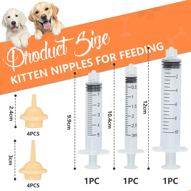 Cosmeria high-quality kitten feeding set with silicone teats, reusable and versatile for all small animals 3ml + 5ml + 10ml - BeesActive Australia
