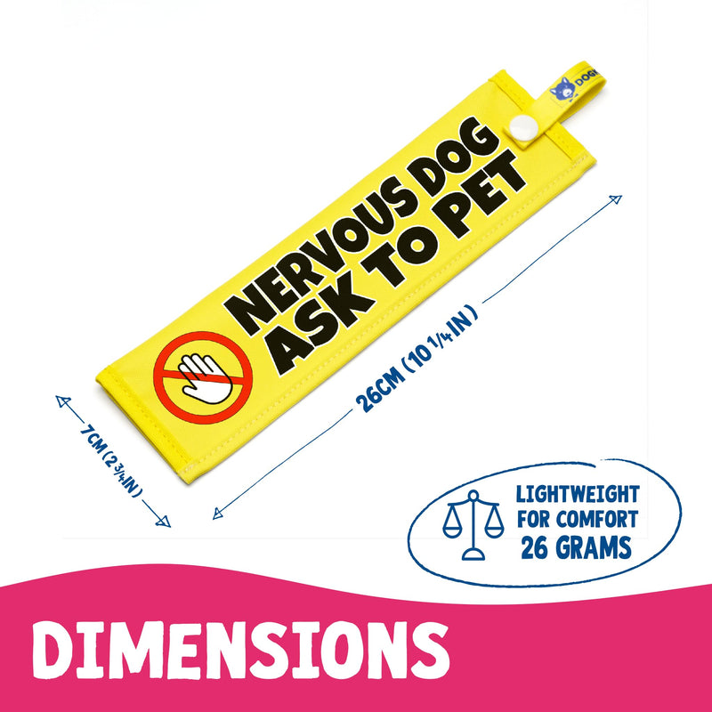 Nervous Dog Ask To Pet Sleeve for Reactive Nervous Dogs, Reflective, Waterproof, Double Sided Slip-on for the Dog Lead (Yellow - Don't Touch Sign) Yellow - Don't Touch Sign