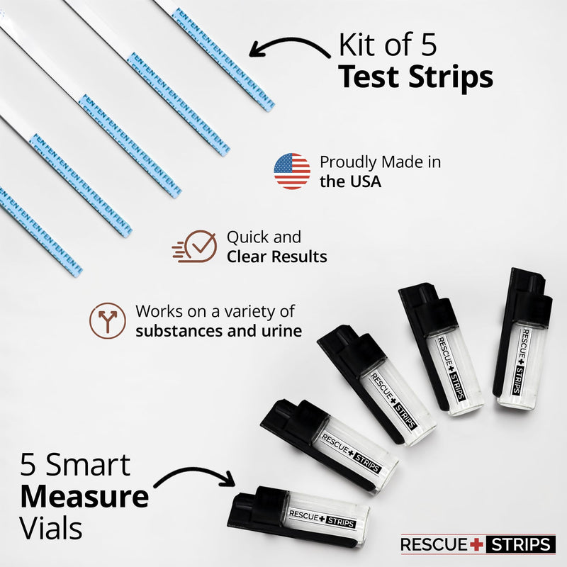 Fentanyl Test Strips Kit I 5-Pack for Quick and Reliable Detection Drug Test Strips for Liquids, Powders, Pills, Urine I Tested at University of Notre Dame