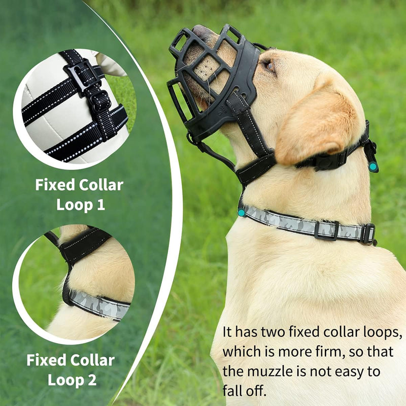 Dog Muzzle, Basket Muzzle Anti Biting Chewing, Sturdy Lightweight Muzzle Allows Panting Drinking, Cage Muzzle for Small Medium Large Dogs, Suitable for Grooming Trimming Training 4 (Snout 10½-12¼") Black - BeesActive Australia