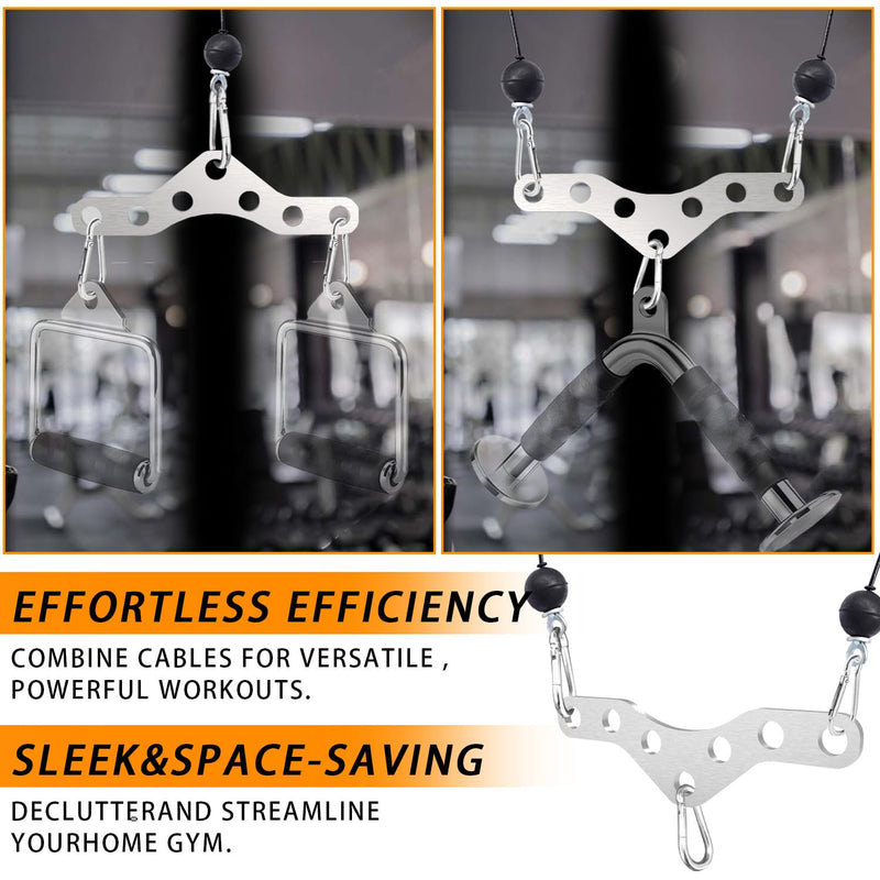 J Bryant Stainless Steel Double to Single Pulley Adaptor Plate for Cable Machine – Fitness Dual Pulley Connector with 3 Carabiners for LAT Pulldown, Triceps Pushdown, and T Bar Row Accessories A-74787