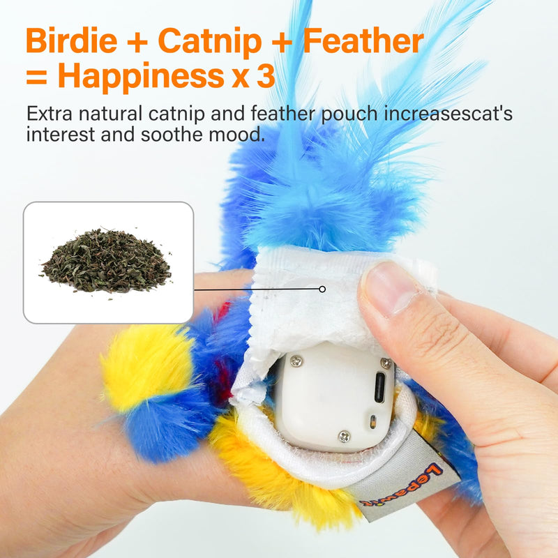 Cat Toys for Indoor Cats, Flapping Bird Cat Toy, Electric Simulated Chirping Bird Interactive Cat Toy with Flappy Wings, Rechargeable Touch Activated Cat Toys with Catnip and Feather - Bule B-Blue - BeesActive Australia