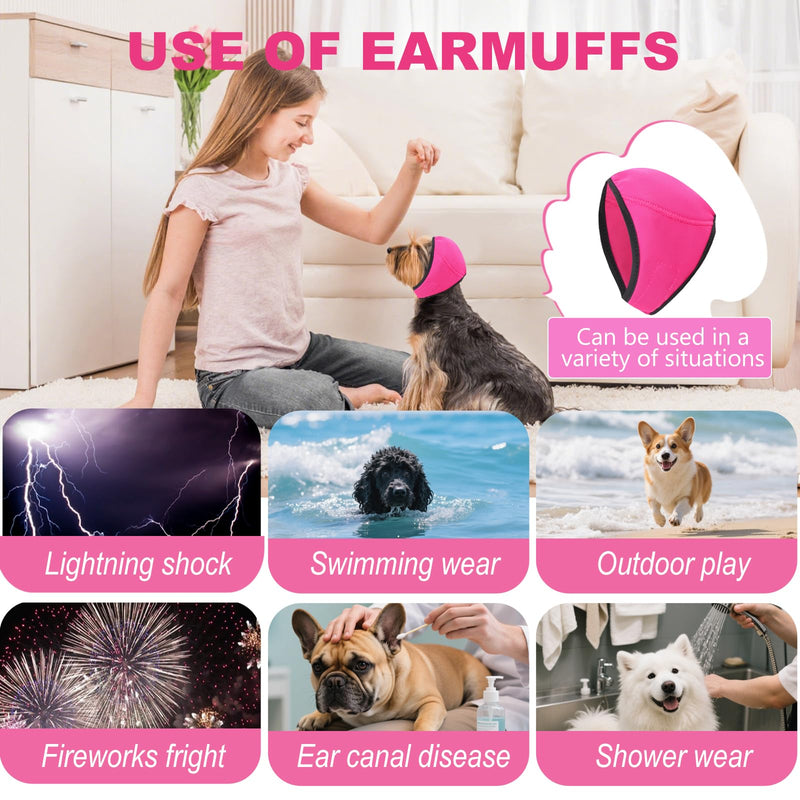 Dog Ear Muffs No Shake Ear Wraps for Dogs Ear Protection for Noise & Anxiety Relief Comfort Calming Hoodie, Protection Firework Grooming Bathing and Force Drying (Pink M) Pink