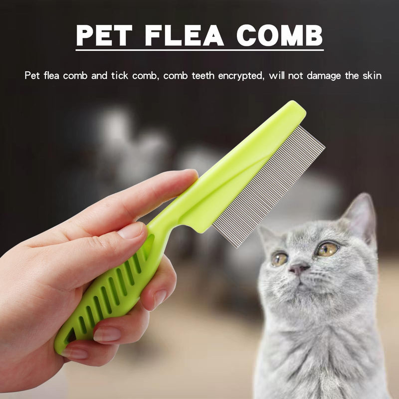 Tick flea comb for dogs 7pcs Metal flea brush for indoor Cats Lice combs for thick hair Pet tear stain comb Fine tooth comb Large and Small dog combs for grooming