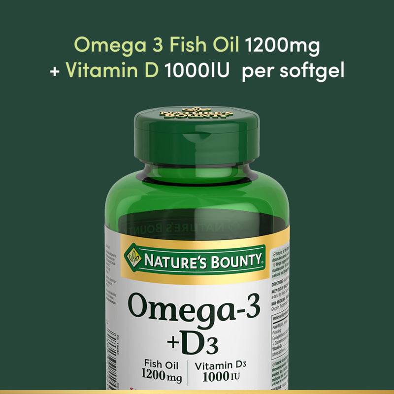 Nature's Bounty Omega-3 + D3 Fish Oil 1200mg / Vitamin D3 1000IU 90 softgels
