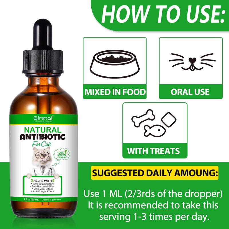 2 Pack Antibiotics for Cats, Premium Cat Antibiotics Supplemen, Cats Multivitamin, Natural Antibiotic for Cats, Cat Antibiotic, Cat Antibiotics Supports Immune & Cats Allergy Relief 2 Fl Oz (Pack of 2) - BeesActive Australia