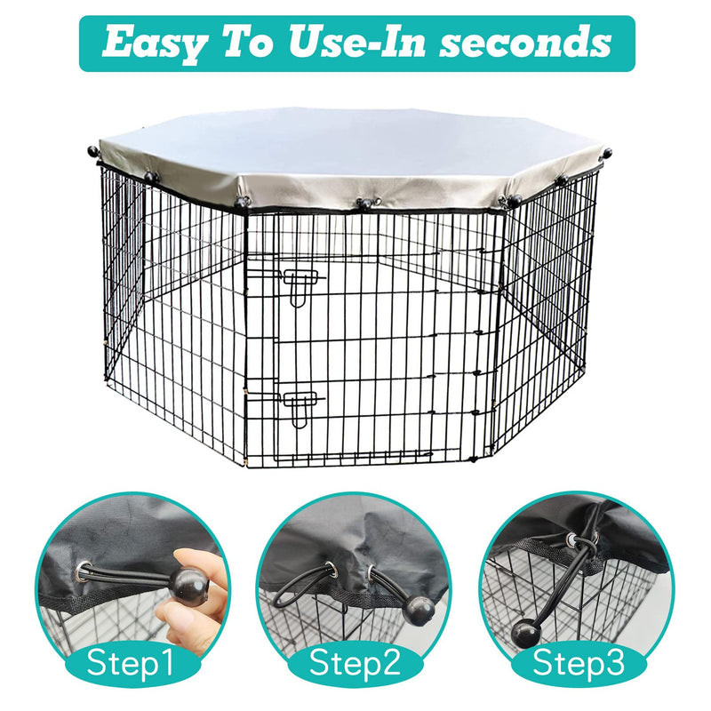 PINVNBY Dog Playpen Cover, Dog Pen Cover for Waterproof and Sunproof, Universal Dog Pen Top Cover for Indoor and Outdoor Use, pet Pen Cover Fits 24" Wide 8 Panels Dog Playpen (Not Include Dog Pen) 24 inches - BeesActive Australia
