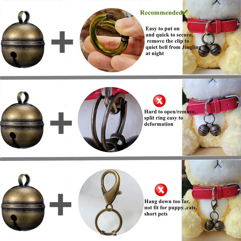 Dog Bells for Pet Tracking, 4 Extra Loud Dog and Cat Bells for Collar,Copper Bells with Quick Clips - BeesActive Australia