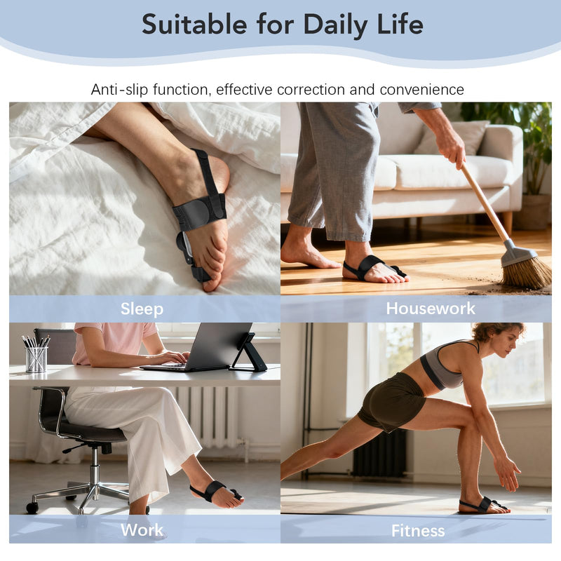 Bunion Corrector for Women Men: Big Toe Straightener Bunion Fix with Adjustable Knob-Orthopedic Bunions Splint Brace Toe Alignment Correction for Hallux Valgus Pain Relief Day/Night 1PCS (Black) Black