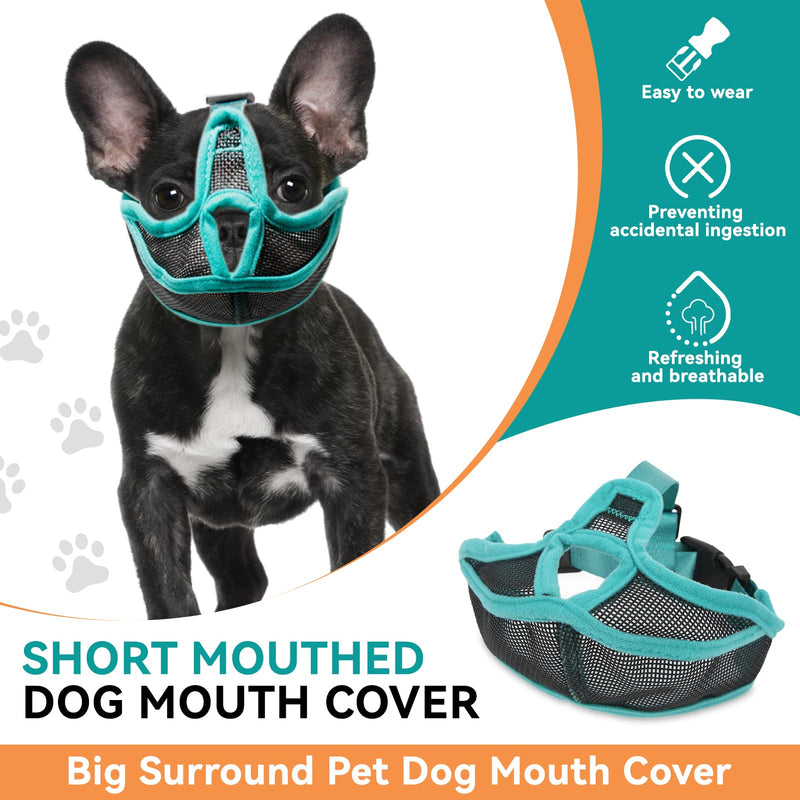 Muzzle for dogs, dog muzzle with short snout, mesh adjustable muzzle French bulldog, breathable short snout anti-bite bulldog for anti-biting, anti-bark licking L - BeesActive Australia