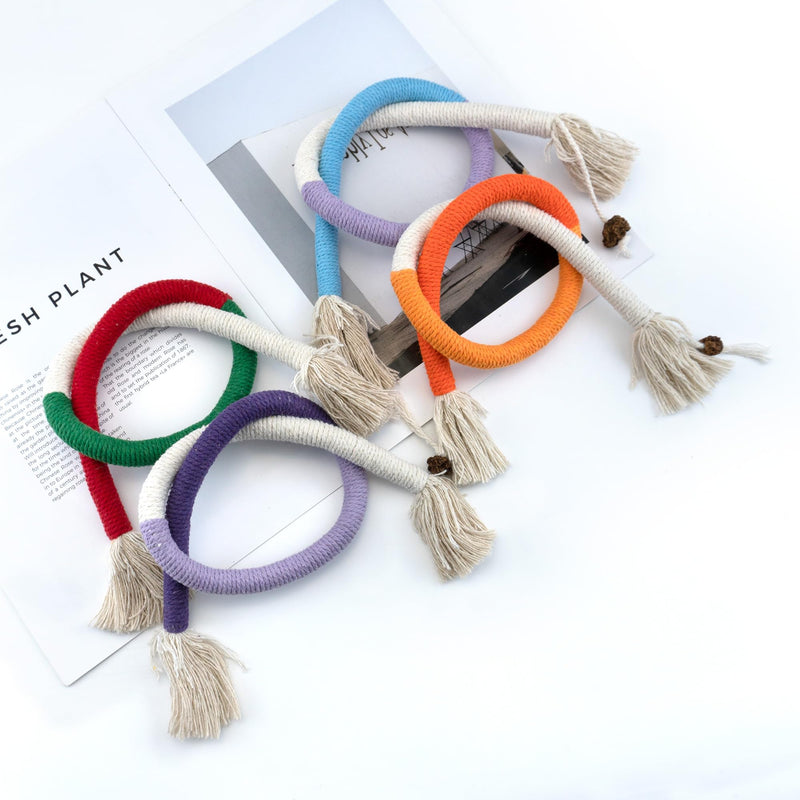 Quacc 4 PCS Cat Chew Toy Bite Ropes with Natural Gall Fruit, Colorful Kitten Chew Rope Interactive Cat Toy Sturdy Chewing Ropes for Cat Teeth Cleaning Stress Release - 27.6" - BeesActive Australia