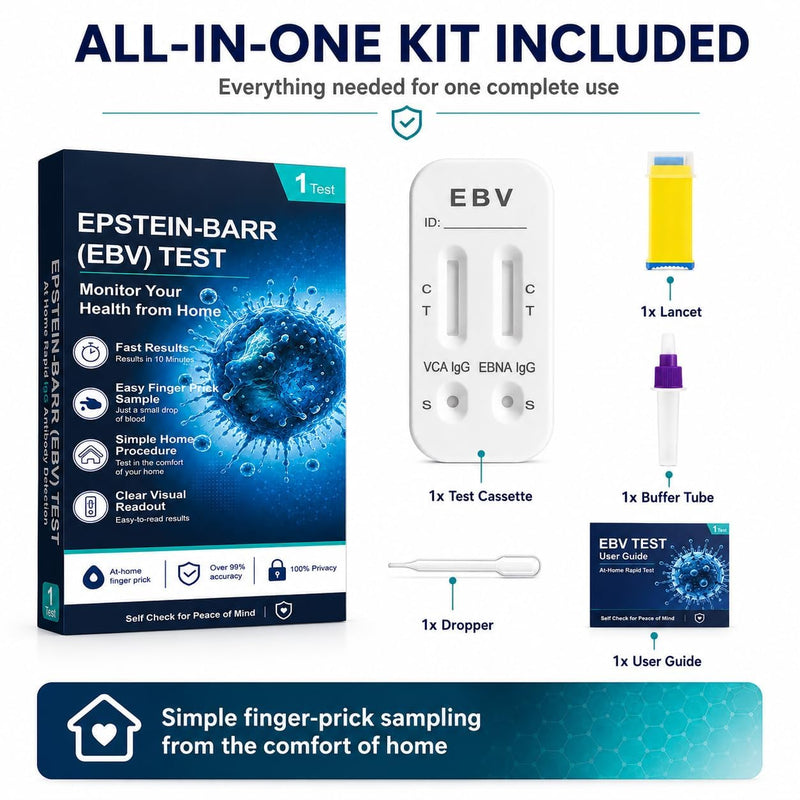 (EBV) At-Home Test Kit, Convenient Finger Prick Self-Check Set, No Professional Lab Appointment Needed, Simple Home Health Monitoring Supplies
