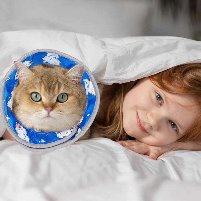 Maxentico Neck collar for cats, protective collar cat, recovery collar for cats, prevents licking of wounds cat collar, cat collar after operations and injuries (blue, S) - BeesActive Australia
