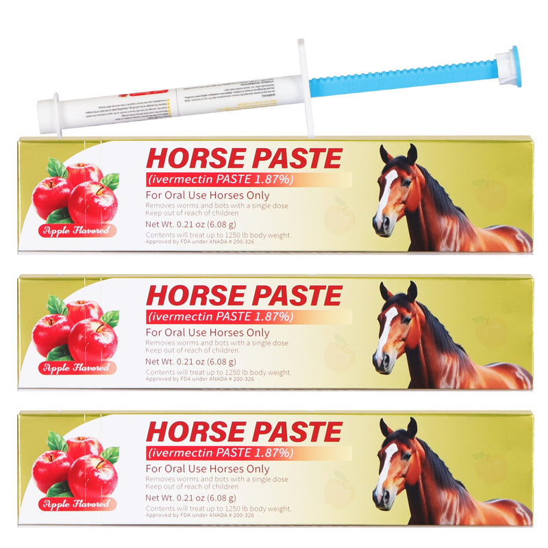 Paste 1.87% – Apple Flavored – 6.08g Tube – for Horses Up to 1250 lb - 3 Pack