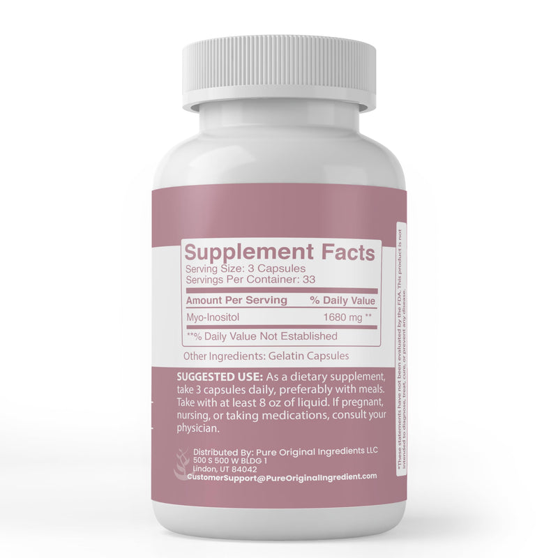 Pure Original Ingredients, Inositol Vitamin B8, 100 Capsules | For ingredient-focused supplementation