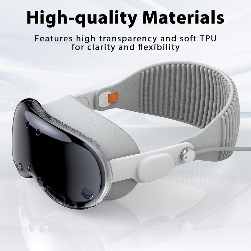 KOREDA Compatible with Apple Vision Pro Case Clear, Crystal Transparent Soft TPU Protective Shockproof Cover Designed for Vision Pro VR Headset 2024 Accessories (Transparent) - BeesActive Australia