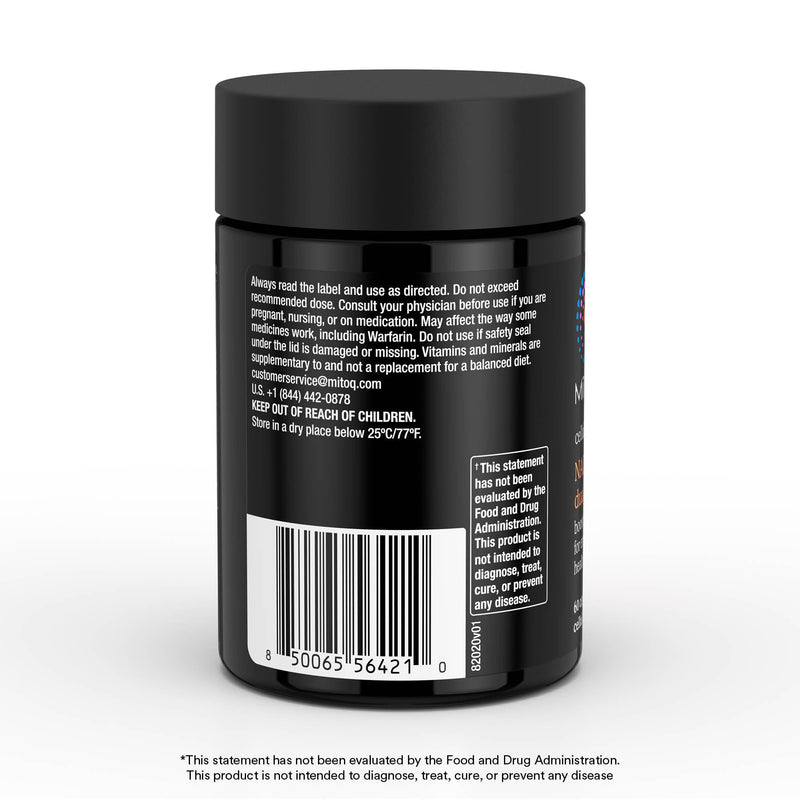 MitoQ NAD+ Dual Action Supplement - NAD+ Supplement with Nicotinamide Riboside (NR), Niacinamide, Resveratrol, & PQQ - Supports Cellular Energy, Focus, Mental Clarity, & Healthy Aging (60 Capsules)