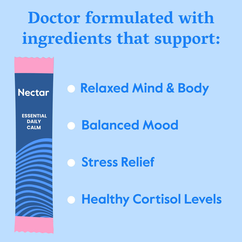 Nectar Calm Magnesium and Ashwagandha Drink Mix - Sugar Free Cortisol Reducer* & Sleep Aid - with Vitamin D, L-Theanine, Electrolytes - Deep Sleep, Relax, Focus & Calm (Strawberry Lemonade 30 Sticks) Strawberry Lemonade 30 Servings (Pack of 1)