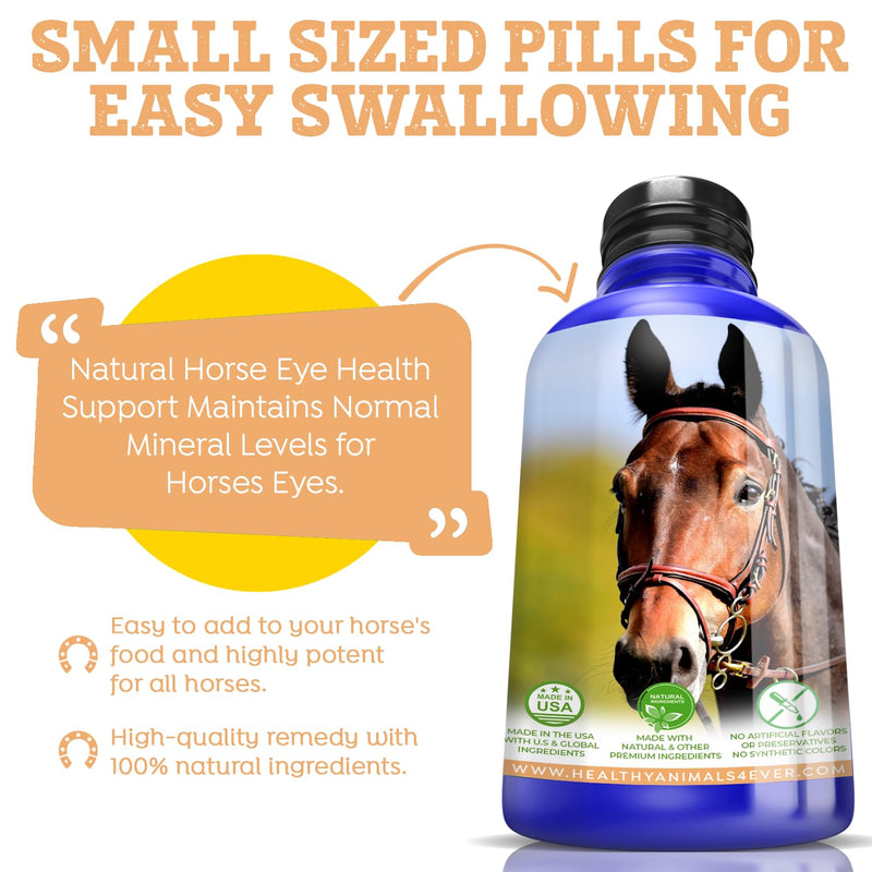 Healthy Animals 4Ever All-Natural Horse Eye Health Support - Maintains Normal Mineral Levels for Horses Eyes - Eye Supplements for Horses - Homeopathic & Highly Effective - 300 Tablets - BeesActive Australia