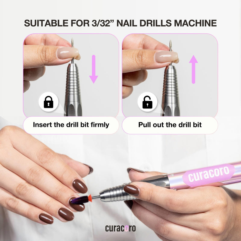 Curacoro Under Nail Cleaner 3/32'' Safety Carbide Bit (Coarse), Professional Design to Remove Dirt, Debris, Dead Skin for Healthy Nail Growth, Nail Drill Bits Manicure Salon & Home Coarse Galaxy - Under Nail Cleaner