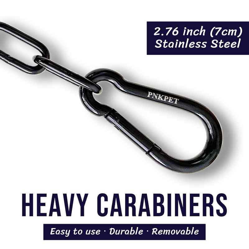 304 Stainless Steel Gate Chain 24" x 5/32" - Chain Link Gate Latch for Outdoor Fence & Livestock - Safety Hanging Metal Chain with 2 M7 Carabiners - Black (1 Pack) 4mm 24in - Black - 1 Pack - BeesActive Australia