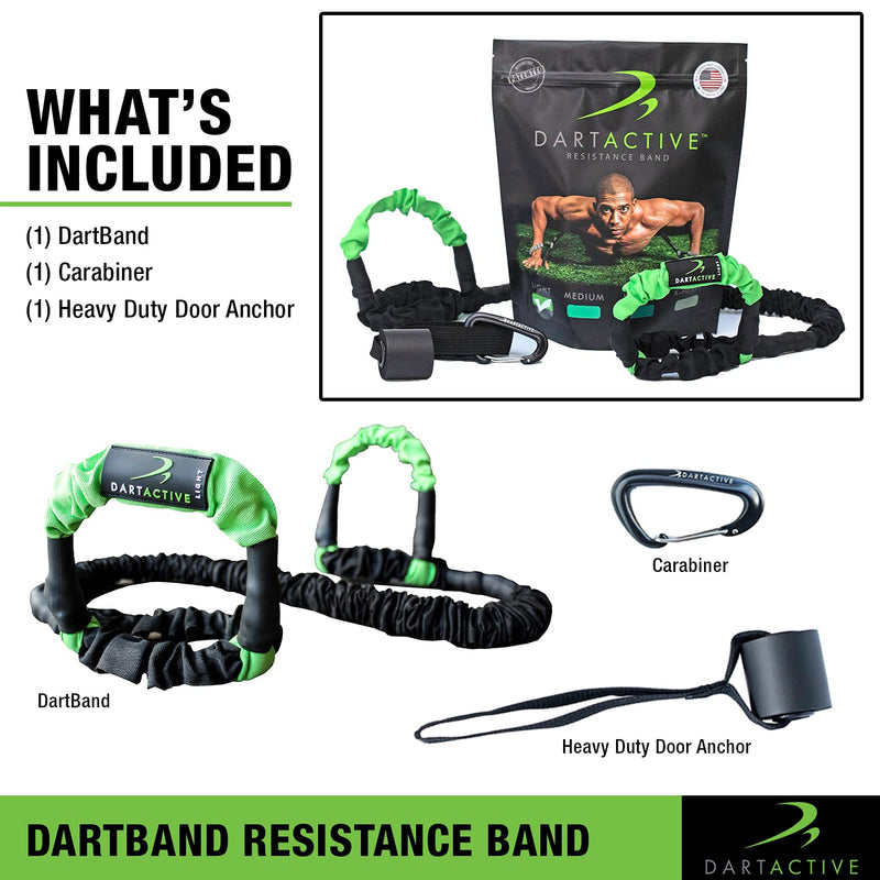DartBand Premium Resistance Bands with Handles,Door Anchor,and Carabiner Clip for Athletic Training,Rehab,Strength Training,Yoga,Physical Therapy,Home Workout Solution-Medium Resistance Light Resistance