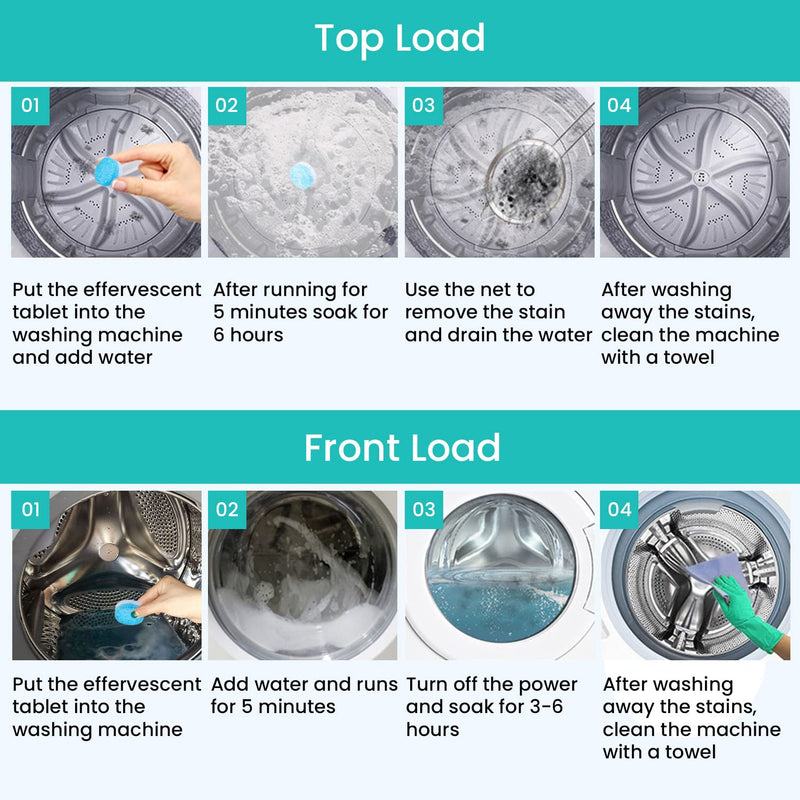 Maravello Washing Machine Cleaner Descaler Tablets Washing Machine Cleaning Tablets - for Front Load and Top Load Washers, Mold and Stain Remover for Laundry Tub 6-Month Supply (Sea Salt, 6 Count) Sea Salt 6 Count (Pack of 1) - BeesActive Australia