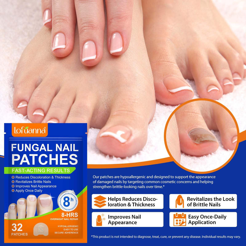 Toenail Treatment Extra Strength - 32 Pcs Nighttime Nail Patches, Overnight Toe Nail Treatments for Damaged Nails Foot Nails Repair and Care, 8-Hour Restores Healthy Appearance (2PCS) 2PCS - BeesActive Australia