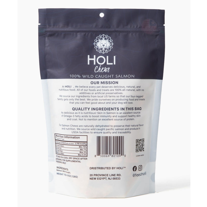 HOLI Wild Caught Salmon Skin Dog Dental Chews, Natural Single Ingredient Oral Hygiene Dog Treats, Reduces Plaque, Tartar Control, Omega 3 & 6 for Healthy Coat