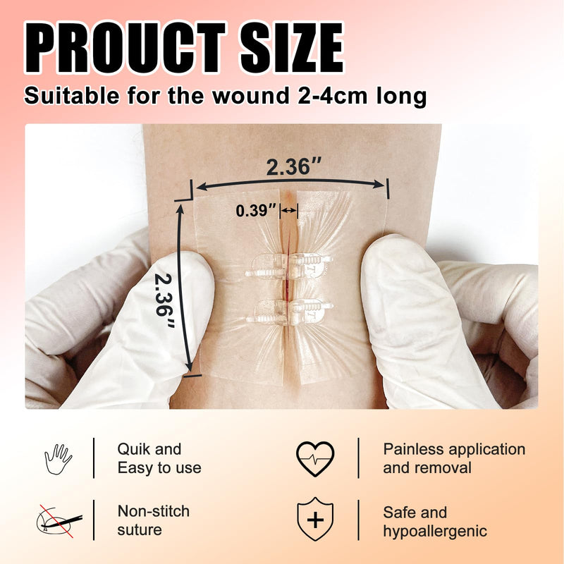 Carbou Emergency Wound Closure Strips, 4 Pcs Zip Stitch 2-Strap(4 Pcs)