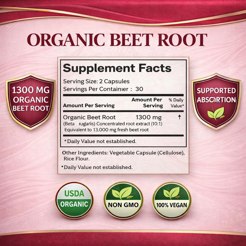 Beetroot, Plant-Based Beet Root Extract Supplement with Vitamin C & Black Pepper – Daily Wellness Formula, Vegan, Non-GMO & Gluten Free, 60 Capsules (1) (1) | Beetroot Extract, Vitamin C & Black Pepper, Plant Based Formula for Energy Routine and Immune...
