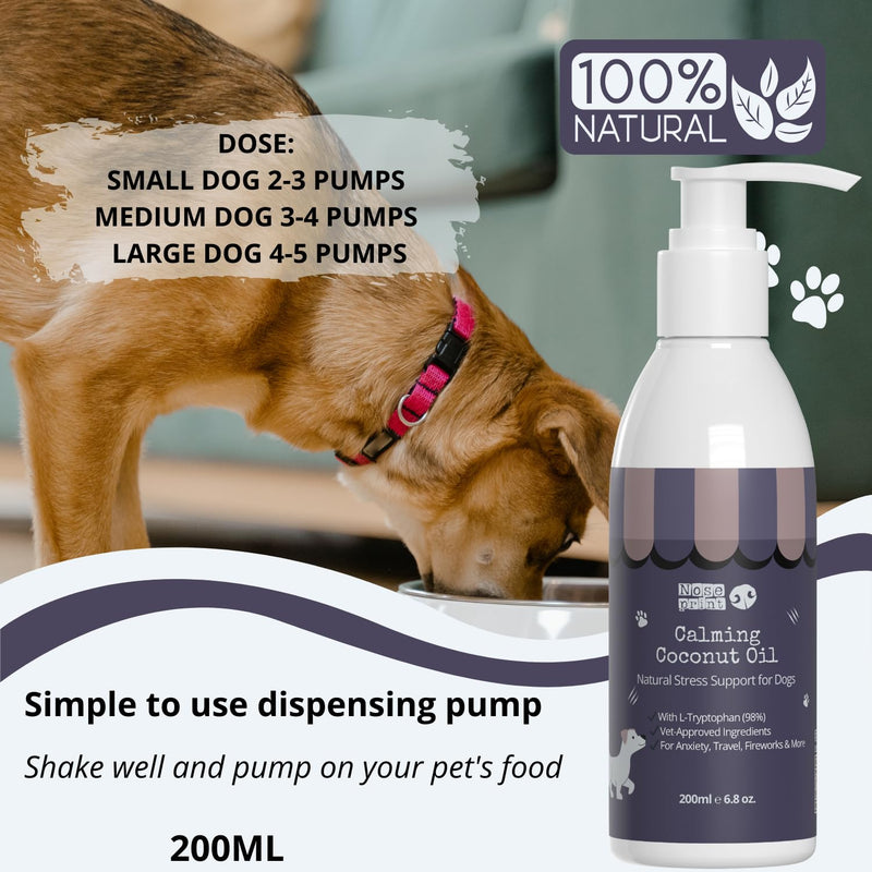 Duck Calming Coconut Oil for Dogs & Cats – 200ml Anxiety Relief Supplement with Chamomile, Valerian & Ashwagandha – Natural Stress Soothing Formula – Fast-Acting & Long-Term Calmer