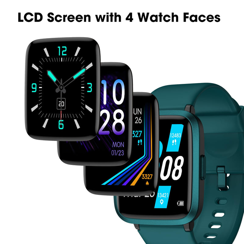 TYKOIT Smart Watch, Fitness Tracker with Heart Rate Monitor, Blood Oxygen, Sleep Tracker, 44mm Touchscreen Smartwatch for Android iOS Waterproof Pedometer Watches Step Calories Tracker for Women Men Green