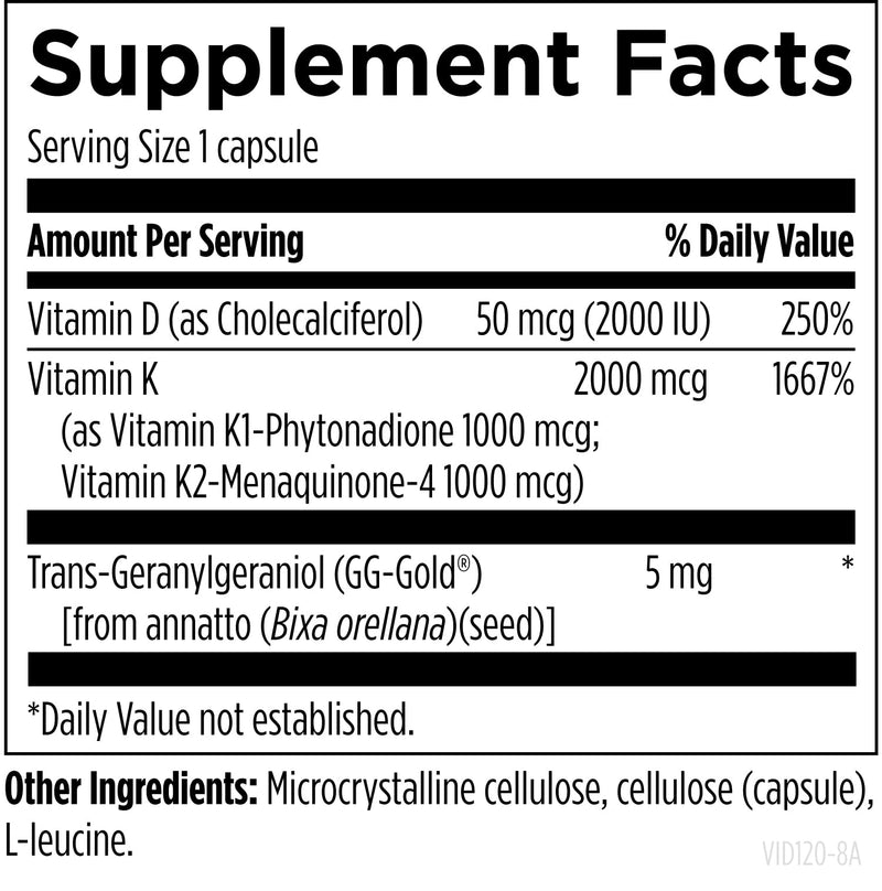 Designs for Health Vitamin D Synergy - 2000 IU Vitamin D with K Supplement - Supports Healthy Moods, Bone Health + Immune Health for Adults - VIT D3 + Vitamin K - Gluten Free + Non-GMO (120 Capsules) 120 Count (Pack of 1)